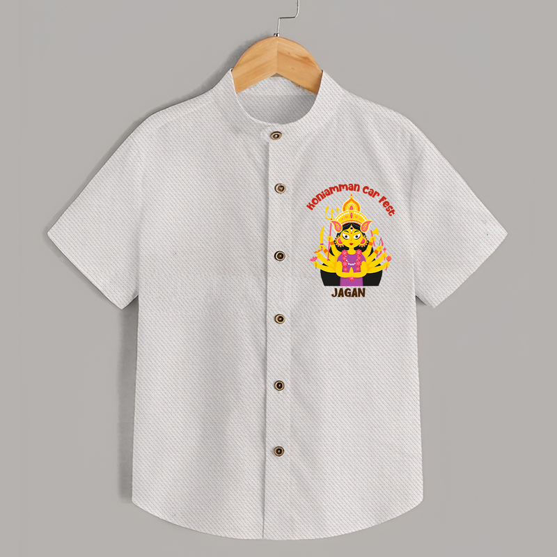 A Divine Ride with Koniamman - Customized Shirt For Kids With Name - WHITE - 0 - 6 Months Old (Chest 23")