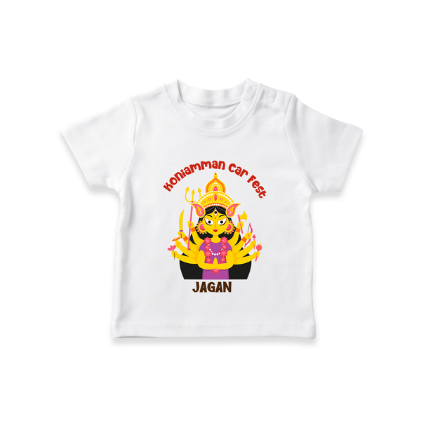 A Divine Ride with Koniamman - Customized T-Shirt For Kids With Name - WHITE - 0-5 Months Old (Chest 17")