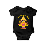 A Divine Ride with Koniamman - Customized Romper For Babies With Name - BLACK - 0 - 3 Months Old (Chest 16")