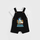 Animal Lover Krishna - Customised Dungaree for kids - BLACK - 0 - 5 Months Old (Chest 18")