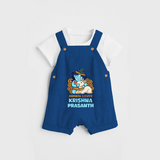 Animal Lover Krishna - Customised Dungaree for kids - COBALT BLUE - 0 - 5 Months Old (Chest 18")