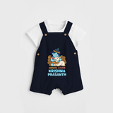 Animal Lover Krishna - Customised Dungaree for kids - NAVY BLUE - 0 - 5 Months Old (Chest 18")