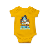 Animal Lover Krishna - Customised Romper for kids - YELLOW - 0 - 3 Months Old (Chest 16")