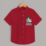 Animal Lover Krishna - Customised Shirt for kids - RED - 0 - 6 Months Old (Chest 23")