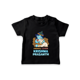 Animal Lover Krishna - Customised TShirt for kids - BLACK - 0-5 Months Old (Chest 17")