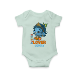 Butter Lover Krishna - Customised Romper for kids - MINT GREEN - 0 - 3 Months Old (Chest 16")