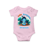 Cute Little Lord Krishna - Customised Romper for kids - BABY PINK - 0 - 3 Months Old (Chest 16")