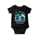 Cute Little Lord Krishna - Customised Romper for kids - BLACK - 0 - 3 Months Old (Chest 16")