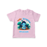 Cute Little Lord Krishna - Customised TShirt for kids - BABY PINK - 0-5 Months Old (Chest 17")