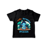 Cute Little Lord Krishna - Customised TShirt for kids - BLACK - 0-5 Months Old (Chest 17")