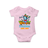 Happy Little Krishna - Customised Romper for kids - BABY PINK - 0 - 3 Months Old (Chest 16")