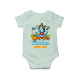 Happy Little Krishna - Customised Romper for kids - MINT GREEN - 0 - 3 Months Old (Chest 16")