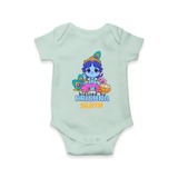 Blessed by Krishna - Customised Romper for kids - MINT GREEN - 0 - 3 Months Old (Chest 16")