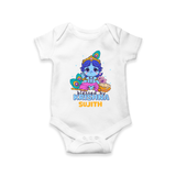 Blessed by Krishna - Customised Romper for kids - WHITE - 0 - 3 Months Old (Chest 16")