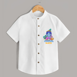 Blessed by Krishna - Customised Shirt for kids - WHITE - 0 - 6 Months Old (Chest 23")