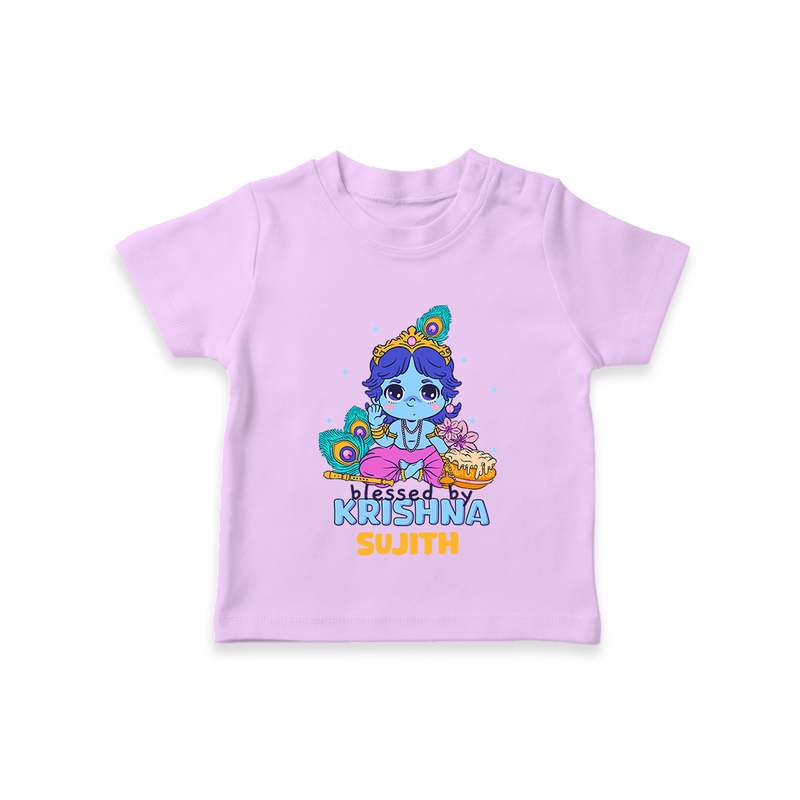 Blessed by Krishna - Customised TShirt for kids - LILAC - 0-5 Months Old (Chest 17")