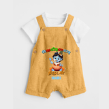 Butter Thief Cute Little Krishna - Customised Dungaree for kids - PASTEL YELLOW - 0 - 5 Months Old (Chest 18")