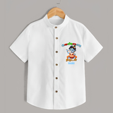 Butter Thief Cute Little Krishna - Customised Shirt for kids - WHITE - 0 - 6 Months Old (Chest 23")