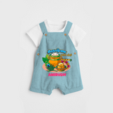 Happy Krishna Jayanthi -  Customised Dungaree for kids - ARCTIC BLUE - 0 - 5 Months Old (Chest 18")