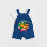 Happy Krishna Jayanthi -  Customised Dungaree for kids - COBALT BLUE - 0 - 5 Months Old (Chest 18")