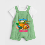 Happy Krishna Jayanthi -  Customised Dungaree for kids - MINT GREEN - 0 - 5 Months Old (Chest 18")