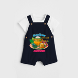 Happy Krishna Jayanthi -  Customised Dungaree for kids - NAVY BLUE - 0 - 5 Months Old (Chest 18")