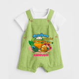 Happy Krishna Jayanthi -  Customised Dungaree for kids - PASTEL GREEN - 0 - 5 Months Old (Chest 18")