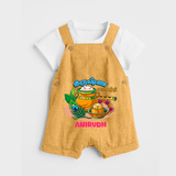 Happy Krishna Jayanthi -  Customised Dungaree for kids - PASTEL YELLOW - 0 - 5 Months Old (Chest 18")