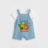 Happy Krishna Jayanthi -  Customised Dungaree for kids - SKY BLUE - 0 - 5 Months Old (Chest 18")