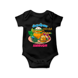 Happy Krishna Jayanthi -  Customised Romper for kids - BLACK - 0 - 3 Months Old (Chest 16")