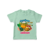 Happy Krishna Jayanthi -  Customised TShirt for kids - MINT GREEN - 0-5 Months Old (Chest 17")