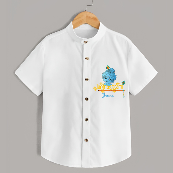 Janmashtami With Little Krishna Customised Shirt for kids - WHITE - 0 - 6 Months Old (Chest 23")