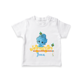 Janmashtami With Little Krishna Customised TShirt for kids - WHITE - 0-5 Months Old (Chest 17")