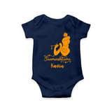 Janmashtami - Customised Romper for kids - NAVY BLUE - 0 - 3 Months Old (Chest 16")