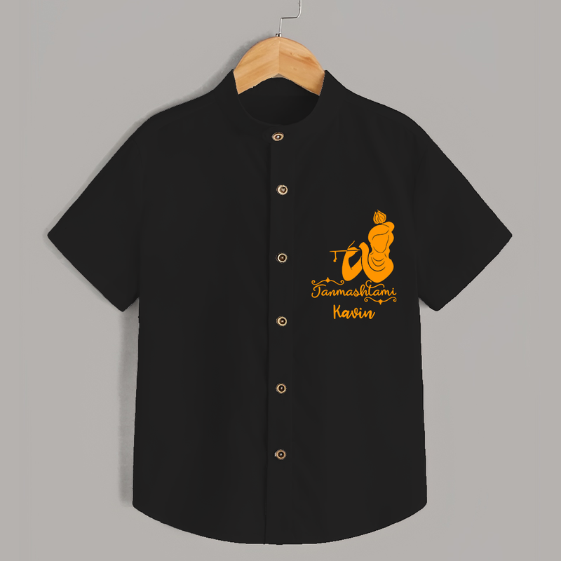 Janmashtami - Customised Shirt for kids - BLACK - 0 - 6 Months Old (Chest 23")