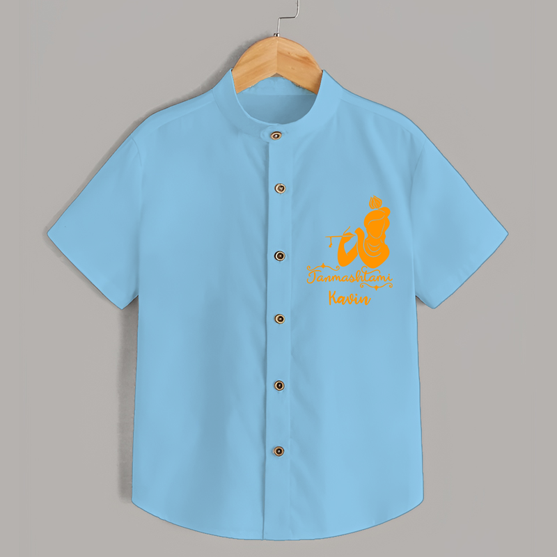 Janmashtami - Customised Shirt for kids - SKY BLUE - 0 - 6 Months Old (Chest 23")