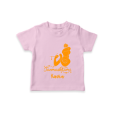 Janmashtami - Customised TShirt for kids - BABY PINK - 0-5 Months Old (Chest 17")