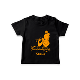 Janmashtami - Customised TShirt for kids - BLACK - 0-5 Months Old (Chest 17")