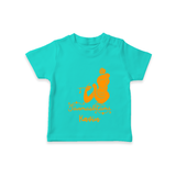 Janmashtami - Customised TShirt for kids - TEAL - 0-5 Months Old (Chest 17")