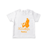 Janmashtami - Customised TShirt for kids - WHITE - 0-5 Months Old (Chest 17")