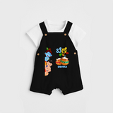 ಬೆಣ್ಣೆ ಕಳ್ಳ Little Krishna - Customized Dungaree Set For Kids - BLACK - 0 - 5 Months Old (Chest 18")