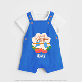 Naa Modati Krishnashtami Dungree Set | Personalized Baby Dungree Set for Krishnashtami - COBALT BLUE - 0 - 5 Months Old (Chest 18")