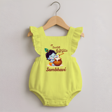 Naa Modati Krishnashtami Baby Romper Frock | Custom Krishnashtami Romper Frock for Your Little One - PASTEL YELLOW - 0 - 3 Months Old (Chest 19")