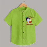 Naa Modati Krishnashtami Baby Shirt | Custom Krishnashtami Shirt for Your Little One - LIME GREEN - 0 - 6 Months Old (Chest 23")