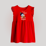 Naa Modati Krishnashtami Baby Baby Frock | Custom Krishnashtami Baby Frock for Your Little One - RED - 0 - 3 Months Old (Chest 17")