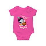 Naa Modati Krishnashtami Baby Romper/onesie | Custom Krishnashtami Romper/onesie for Your Little One - HOT PINK - New Born (Chest 14")