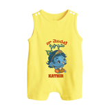 Naa Modati Krishnashtami Special Romper Suit/Sleeveless Romper | Personalized Baby Outfit for the Occasion - PASTEL YELLOW - 0 - 5 Months Old (Chest 18")