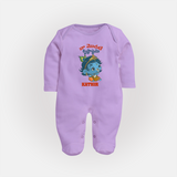 Naa Modati Krishnashtami Special Sleep Suit/Full Sleeve Body Suit | Personalized Baby Outfit for the Occasion - LILAC - New Born (Chest 7.5")