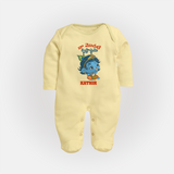 Naa Modati Krishnashtami Special Sleep Suit/Full Sleeve Body Suit | Personalized Baby Outfit for the Occasion - PASTEL YELLOW - New Born (Chest 7.5")