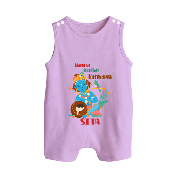 Maiya Ka Natkhat Kanhaiya Romper Suit / Sleeveless Romper | Personalized Romper Suit / Sleeveless Romper for Krishna's Mischief - LILAC - 0 - 5 Months Old (Chest 18")